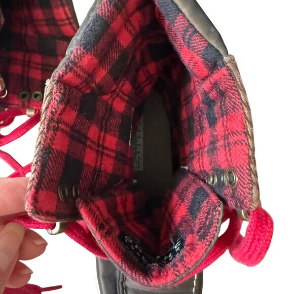 Sperry Top Sider 9301242 brown lace up boots shoes warm plaid interior 6 1/2M - Picture 8 of 9